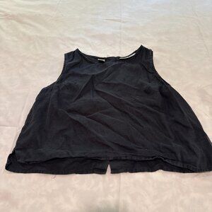 100% Linen Tank Top - Black Sml